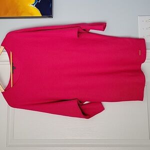 Ellen Tracy Hot Pink Long Knit Batwing Sweater